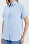 3950 Women's Oxford Short Sleeve Basic Shirt Baby Blue - 4