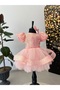 Pink Girl's Evening Dress – Sequined, Puffy, Balloon Sleeves, Stylish Design for Special Occasions - 4