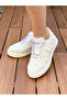 Wedding Dress Shoes Flat Sole White Satin Elegant Unique Design with Lace and Glitter Appliques - 3