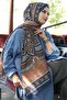 Geometric Pattern Navy Blue Soft Cotton Shawl