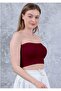 Women's Burgundy Strapless Crop Bustier Casual & Stylish Top Stretchy Fabric - 4