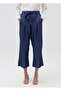 Denim-Effect Fluid Trousers With Belt - 2