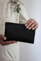 Aron Atelier Black Satin Faux Leather Bow Detailed Chain Strap Evening Dress Clutch Bag - 4