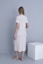 Front Button V Neck Lace Detail Short Sleeve Maternity and Maternity Nightgown - 3
