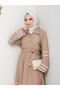 Women's Strawberry Fabric Ribbon Detail Belted Mink Dress - 4