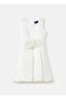 Sleeveless Dress In Satin With Flowers