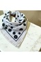 Women's White Color Inside White Daisy Patterned 100% Cotton Bandana - 3