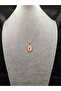 Gold Color Powder Pink Enamel Crescent Moon Model Necklace - 2