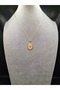 Gold Color Powder Pink Enamel Heart Model Necklace - 2