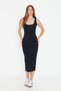 Women's Black Strap Midi Length Dress - 2