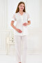 3-Piece Maternity Pajama Set with Lace and Morning Dress - 3