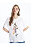 Crew Neck Printed Short Sleeve Oversize Women's T-Shirt (S4) - 2