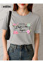 The Impossible Comes True Printed Cotton Fabric Girl Gray T-Shirt