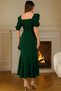Square Neck Flounce Midi Dress - 4