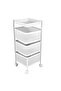 3-tier kitchen trolley with wheels – steel rotating rack for fruits, veggies & home storage.
