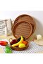 3PCS Hand-Woven Round Rattan Serving Tray with Handles Rustic Basket for Bread Coffee & Dining - 3