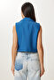 Shawl Collar Crop Linen Vest - 5
