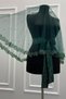 Green Bridal Veil Set, Glass Beads and Pearls, Henna Night Veil Face Cover Set 6 Pieces - 5