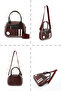 Burgundy/Black/White Shk225 Faux Leather, Two Compartments with Zipper, Column Strap Bowling Hand and Shoulder Bag - 7