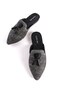 Women's Beige Straw Pointed Toe Slippers Tona Black - 4