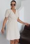 Rochie mini bej cu mânecă scurtă pentru damă - 5