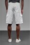High Waist Cargo Pocket Men's Denim Capri Shorts - 5