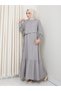 Women's Tie Detail Strawberry Fabric Gray Dress - 3
