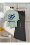 Children's Blue Butterflies Printed T-Shirt Spanish Leg Tracksuit Set