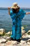 Long Poncho Ethnic Women's Dress with Patterned Wings - 2