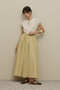 Gathered Wide Voile Skirt Light Yellow