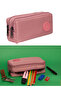 Double Eyed School Pen Holder Pencil Bag 311 Powder