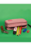 Double Eyed School Pen Holder Pencil Bag 311 Powder - 3