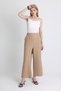 Mink High Waist Front Pleat Detailed Cotton Wide Leg Trousers 8014A - 3