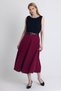 Burgundy Belted A-Line Midi Skirt 4806A - 3