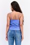 Women Square Neck Sleeveless Metallic Top, Electric Blue - 3