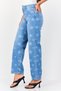 Women Straight Fit Allover Print Denim Jeans, Blue - 2