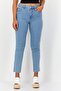 Women Mom Fit Washed Stretchable Denim, Blue