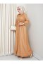 Women's Gathered Detailed Belted Buttoned Mustard Dress - 2