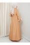 Women's Gathered Detailed Belted Buttoned Mustard Dress - 5