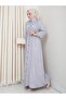 Women's Gathered Detailed Belted Buttoned Gray Dress - 2