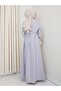 Women's Gathered Detailed Belted Buttoned Gray Dress - 5