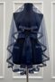 Navy Blue Bridal Veil Set, Glass Beads and Pearls, Henna Night Veil Face Cover Set 6 Pieces - 3