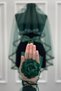 Green Bridal Veil Set, Glass Beads and Pearls, Henna Night Veil Face Cover Set 6 Pieces - 7
