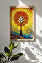 One Piece Real Raw Wooden Framed Mosaic Themed Painting - Model 12