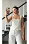 White Peplum Corset Blouse - 3