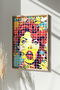One Piece Real Raw Wooden Framed Popart Square Striped Painting - Model 20 - 2