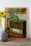 One Piece Real Raw Wooden Framed Popart Mosaic Striped Table - Model 10