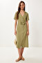 Belted Midi Linen Shirt Dress - 2