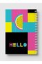 دفتر ملاحظات حلزوني مع غلافين أمامي وخلفي صلبين يتميز بتصميم Hello القديم والأشكال الملونة - 5