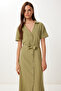 Belted Midi Linen Shirt Dress - 3